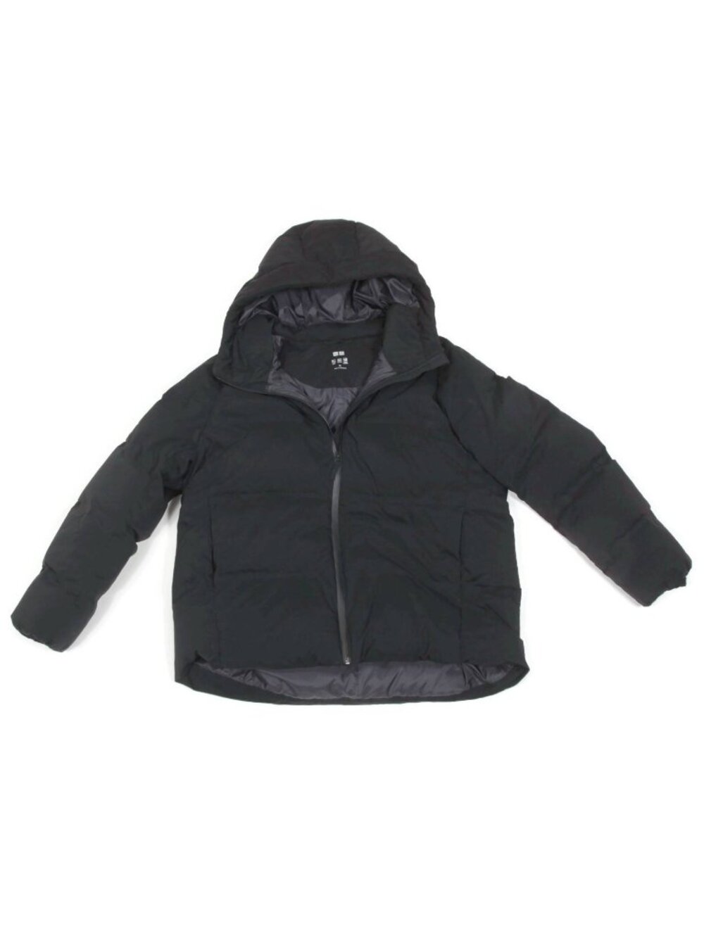 UNIQLO Seamless Down Parka Hooded Full Zip Quilted Cropped Black Size XL /295